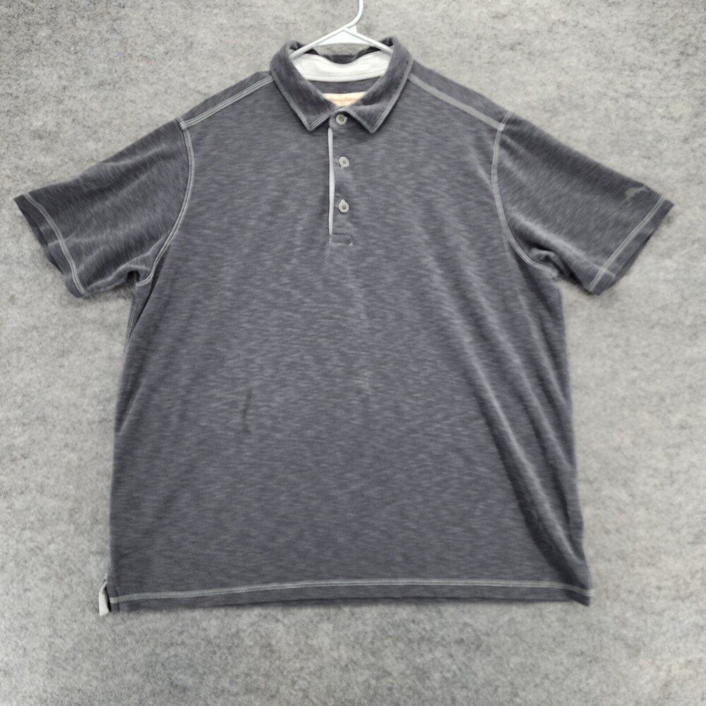 Tommy Bahama Polo Shirt Mens XL Short Sleeve Gray